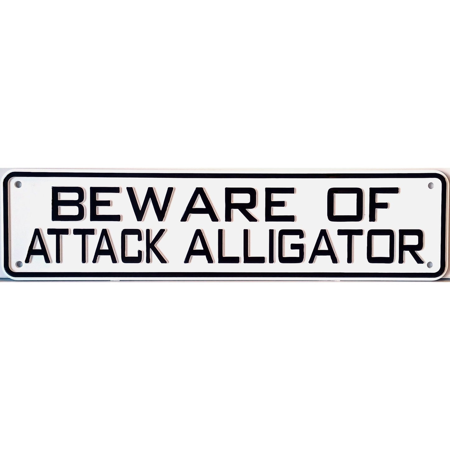 Beware Of Attack Alligator Sign Solid Plastic 12 X 3
