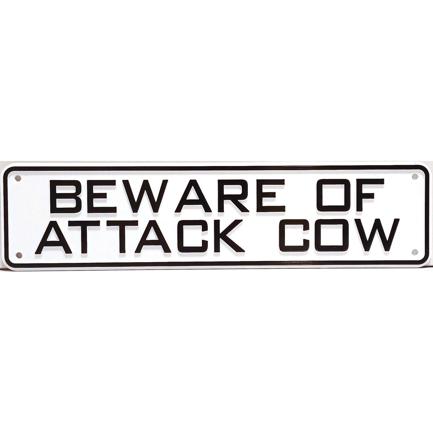 Beware Of Attack Cow Sign Solid Plastic 12 X 3