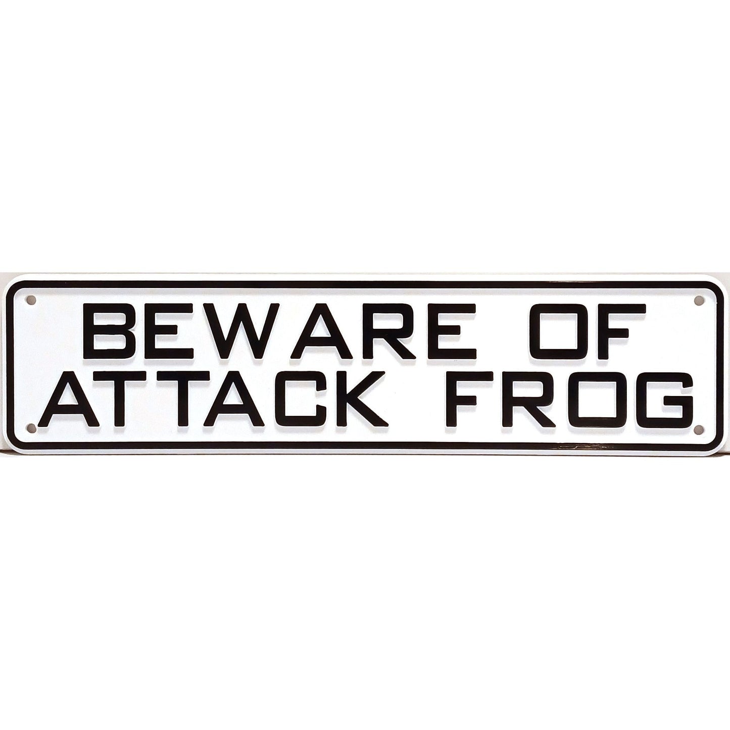 Beware of Attack Frog Sign Solid Plastic 12 X 3