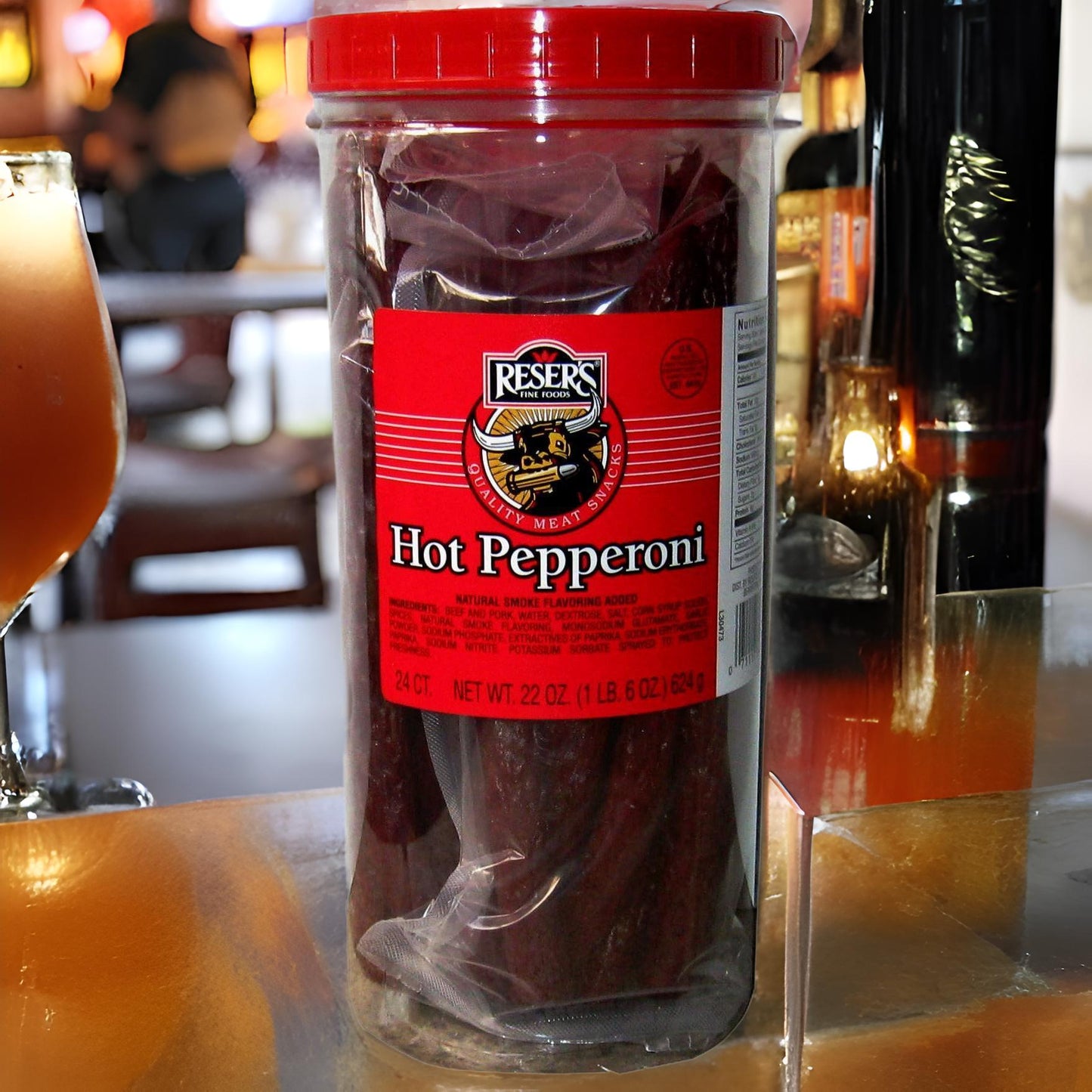 Reser's Hot Smoked Pepperoni Sticks 24 ct. 22 oz Jar