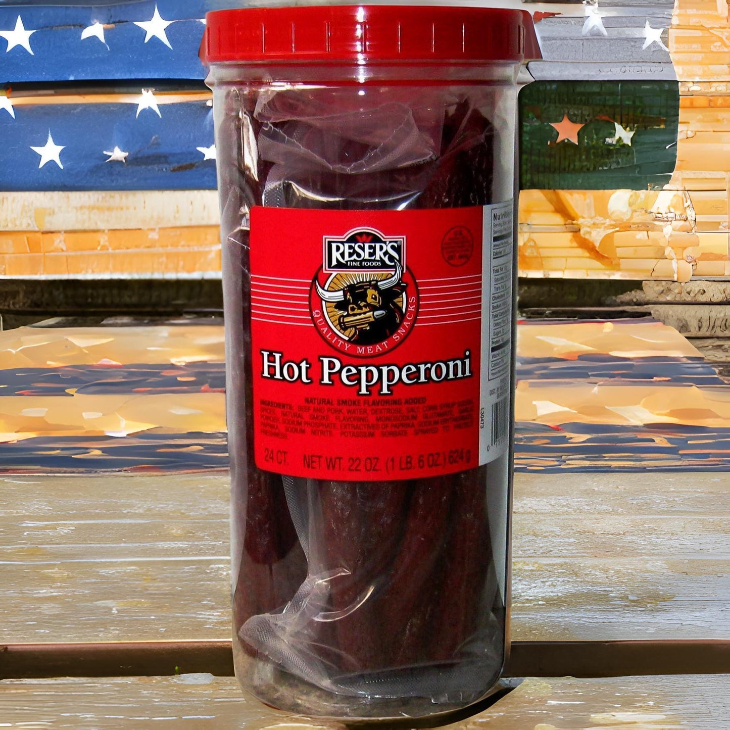 Reser's Hot Smoked Pepperoni Sticks 24 ct. 22 oz Jar