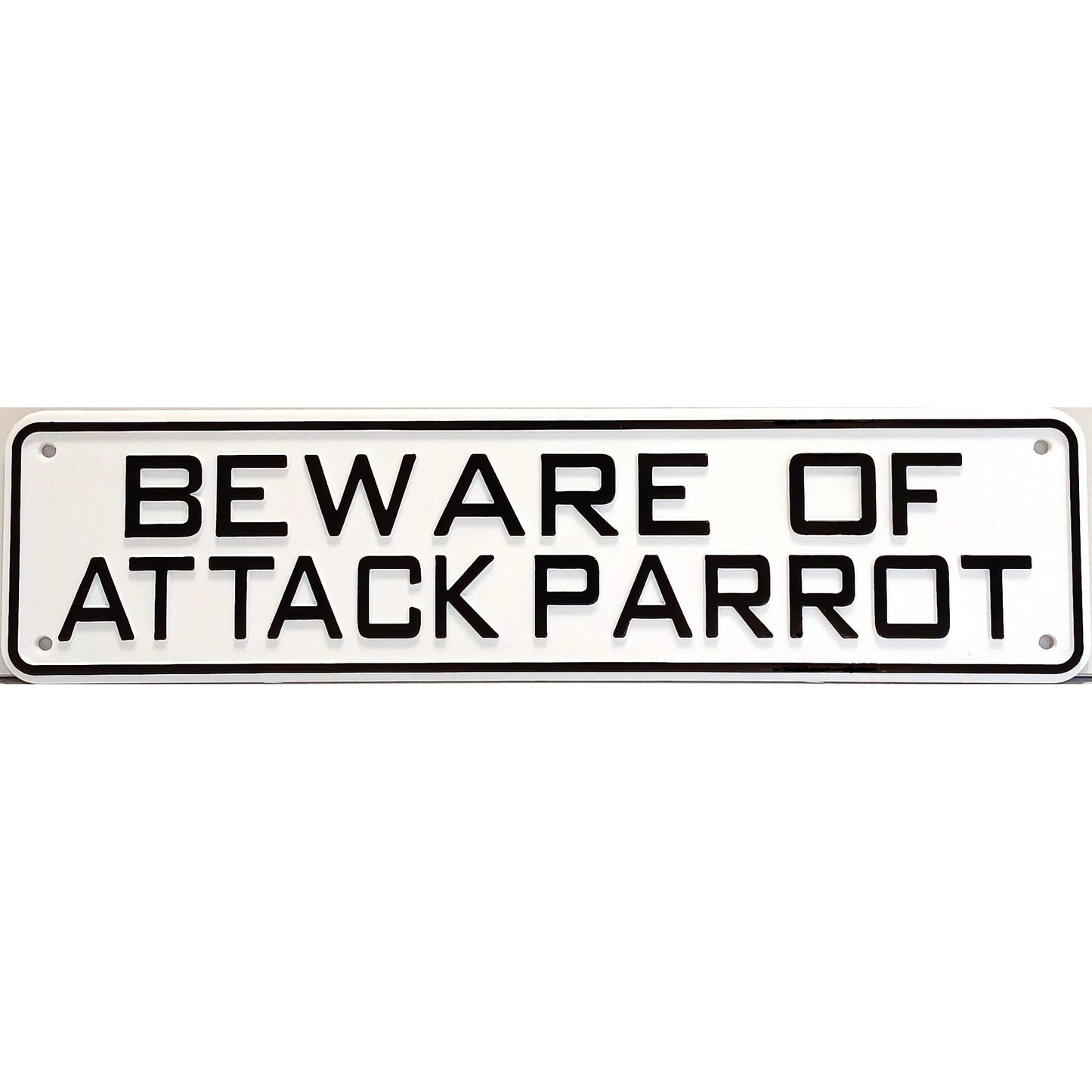 Beware Of Attack Parrot Sign Solid Plastic 12 X 3