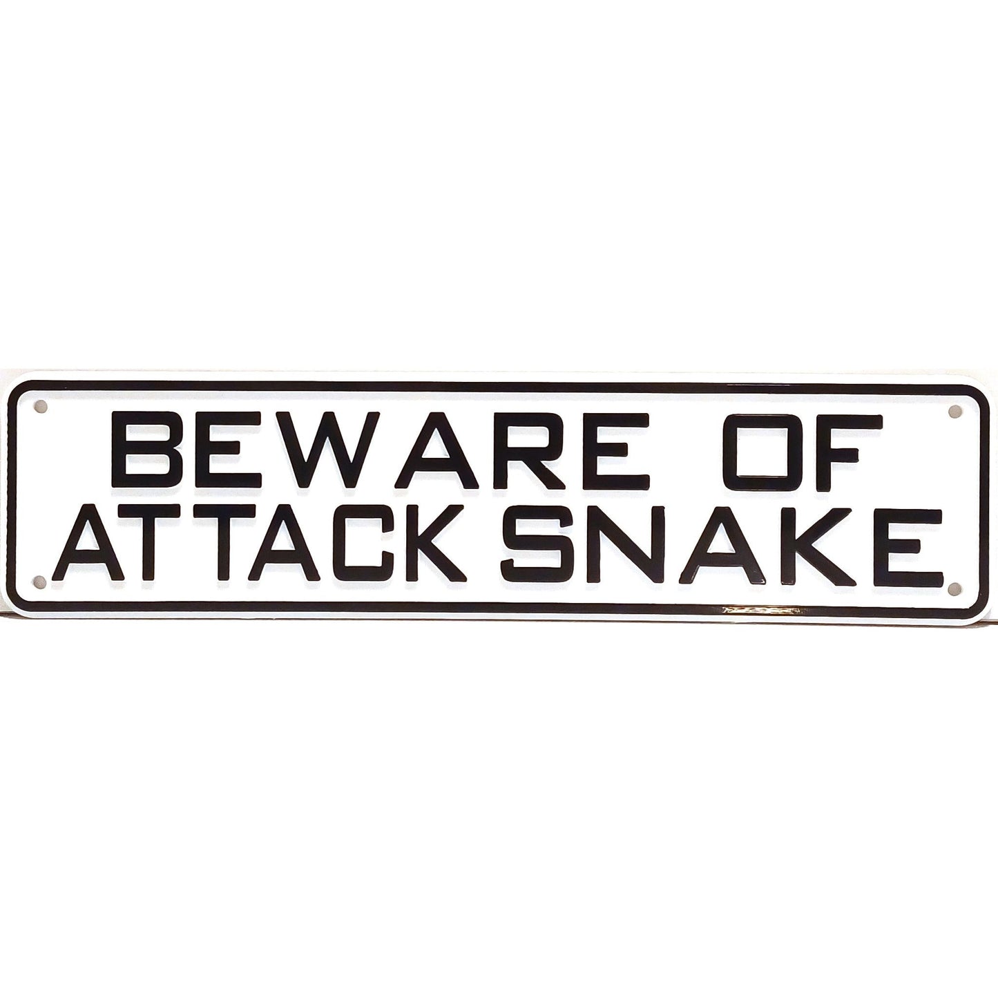 Beware of Attack Snake Sign Solid Plastic 12 X 3