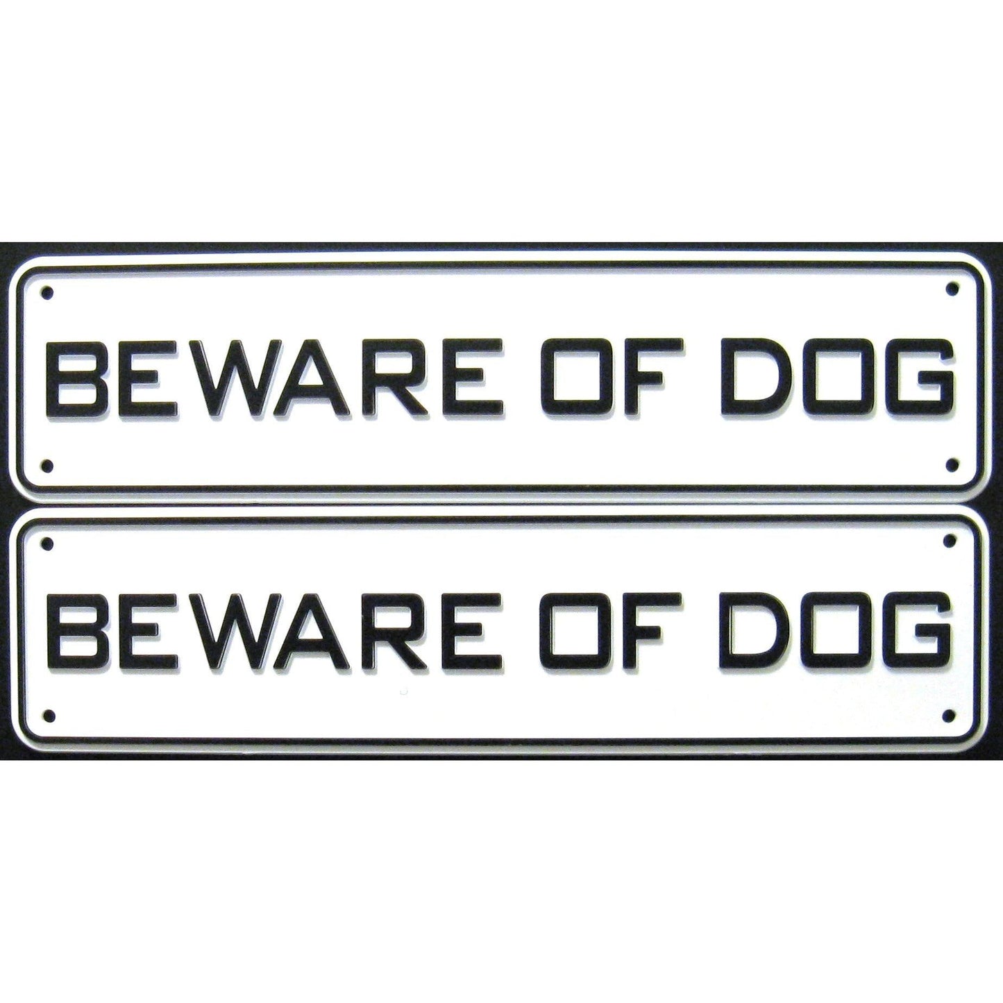 Beware Of Dog Sign Solid Plastic 12 X 3 Set Of 2