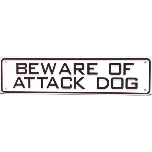 Beware Of Attack Dog Sign Solid Plastic 12 X 3
