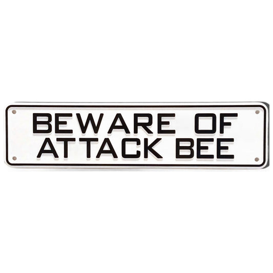 Beware of Attack Bee Sign Solid Plastic 12 X 3