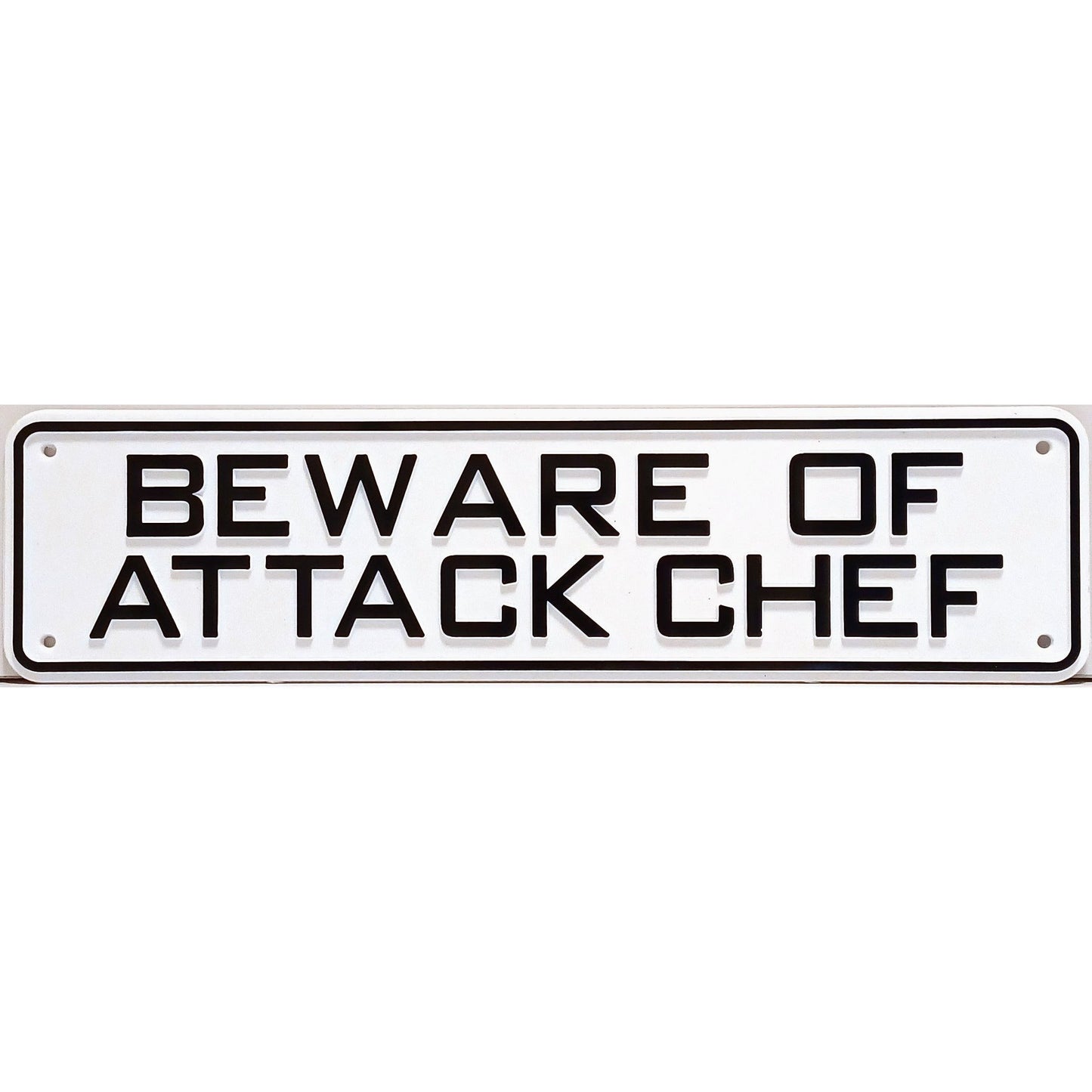 Beware of Attack Chef Sign Solid Plastic 12 X 3