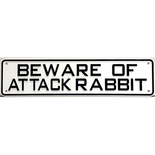 Beware Of Attack Rabbit Sign Solid Plastic 12 X 3
