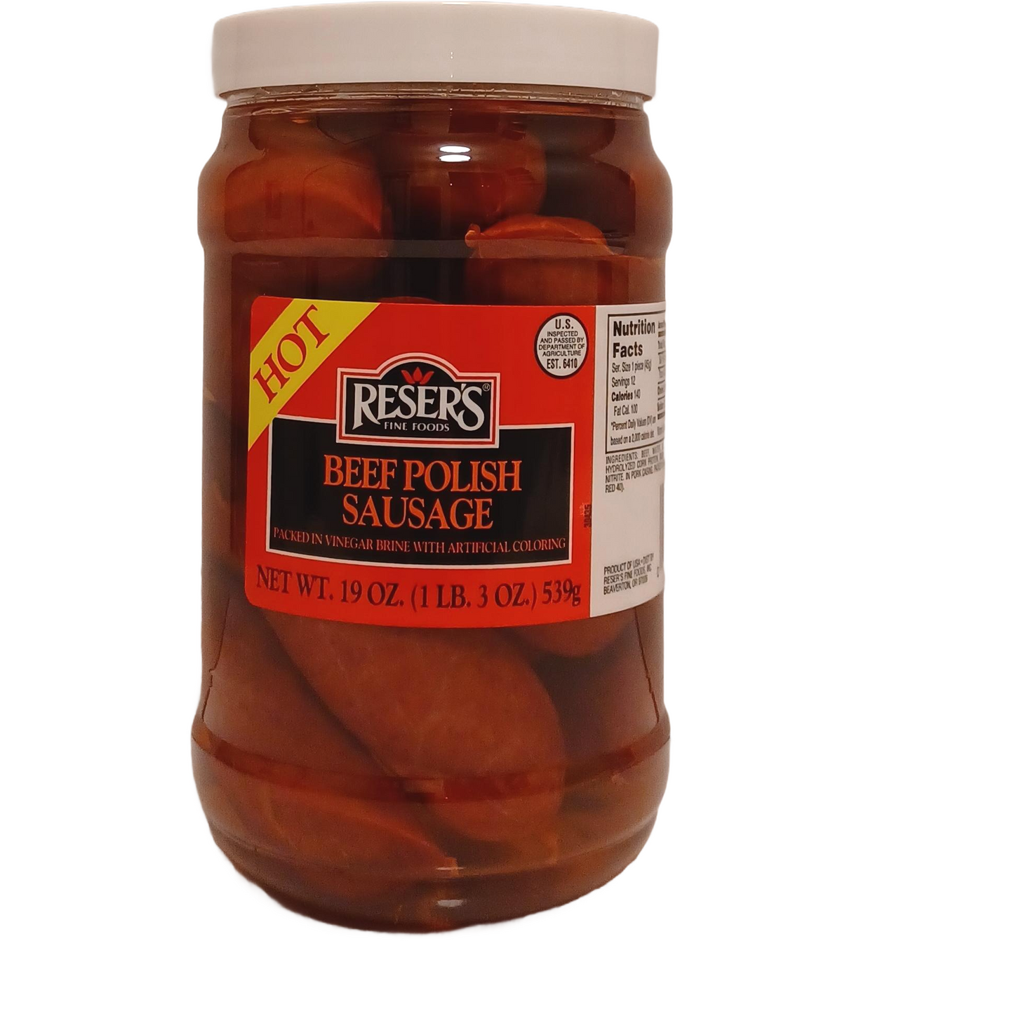 Beef Hot Pickled Polish Sausage by Reser's 2 Pack of 1 Quart Jars