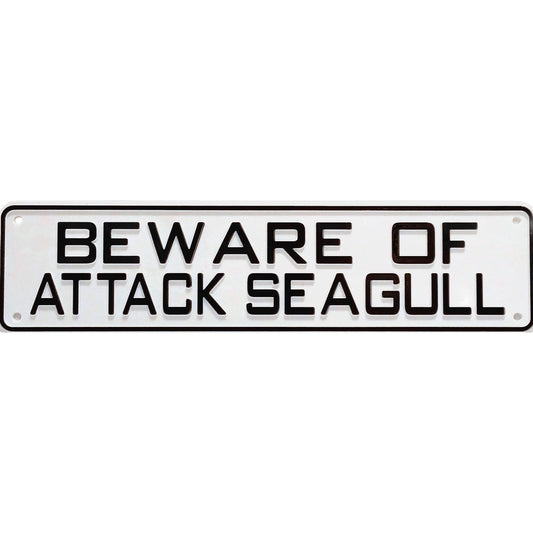 Beware Of Attack Seagull Sign Solid Plastic 12 X 3