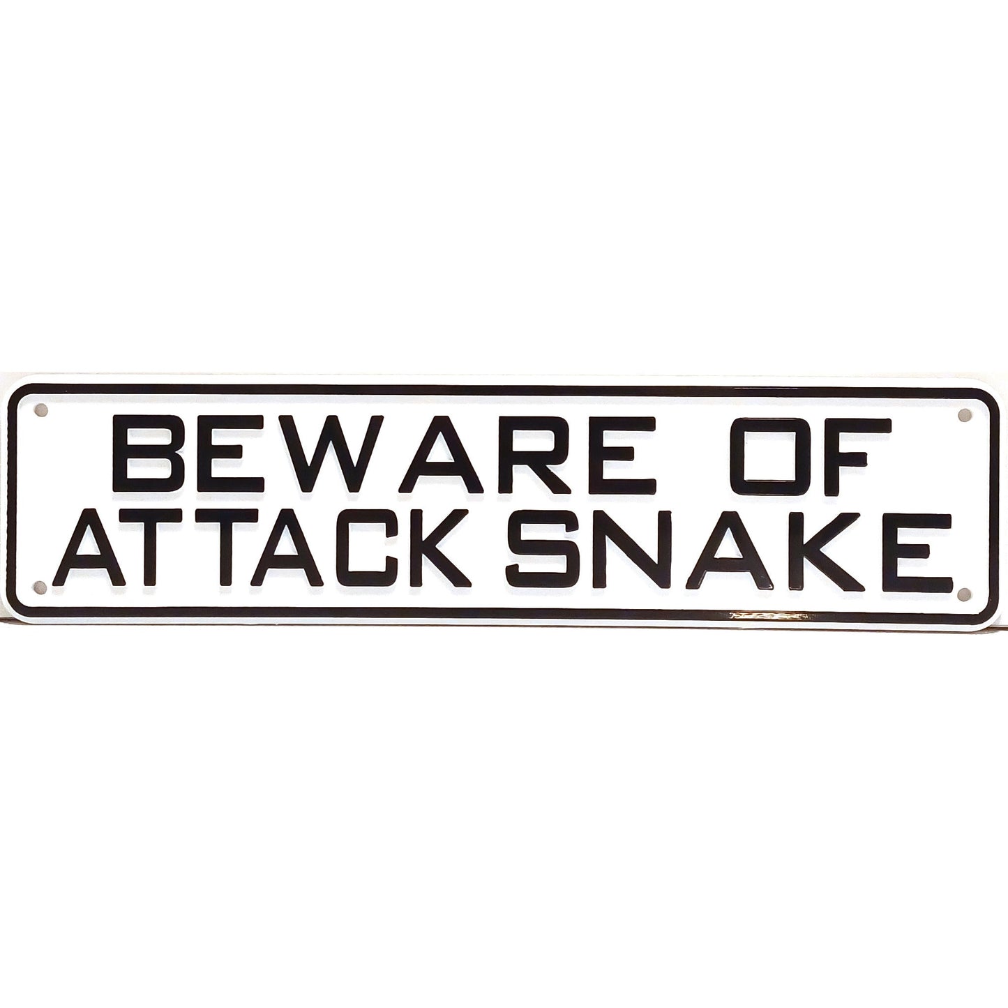 Beware of Attack Snake Sign Solid Plastic 12 X 3