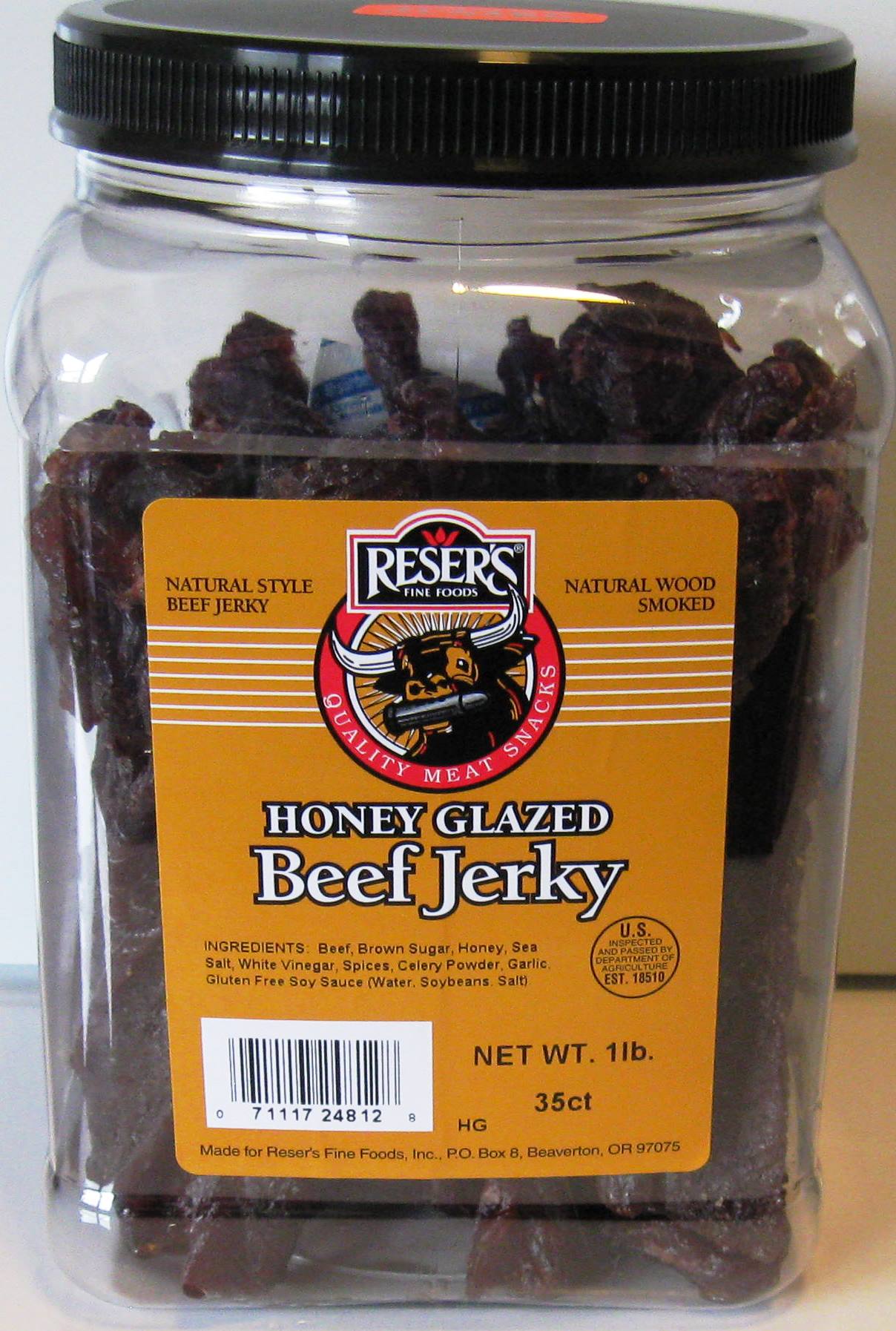 Reser's 1 Pound Natural Wood Smoked Honey Glazed Beef Jerky Jar