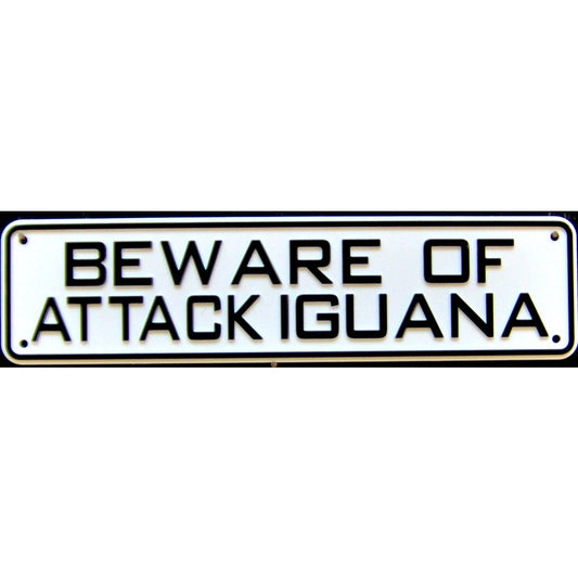 Beware of Attack Iguana Sign Solid Plastic 12 X 3