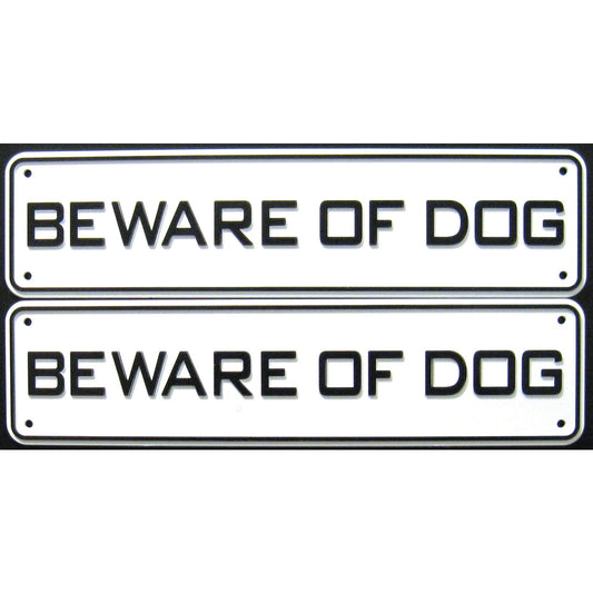 Beware Of Dog Sign Solid Plastic 12 X 3 Set Of 2