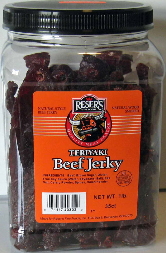 Reser's 1 Pound Natural Wood Smoked Teriyaki Beef Jerky Jar
