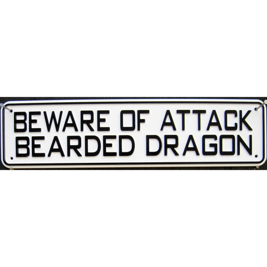 Beware of Attack Bearded Dragon Sign Solid Plastic 12 X 3
