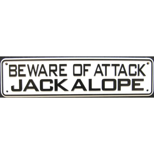 Beware of Attack Jackalope Sign Solid Plastic 12 X 3