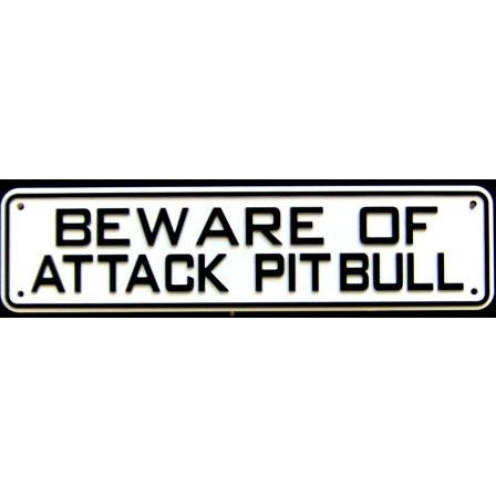Beware Of Attack Pit Bull Sign Solid Plastic 12 X 3